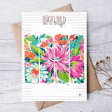 Florales Bügelbild „Bloom“ – große Blüte in Streifenoptik