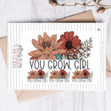 Bügelbild You Grow Girl, Blumen Ba.binaa Patterns