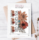 Bügelbild You Grow Girl, Blumen Ba.binaa Patterns