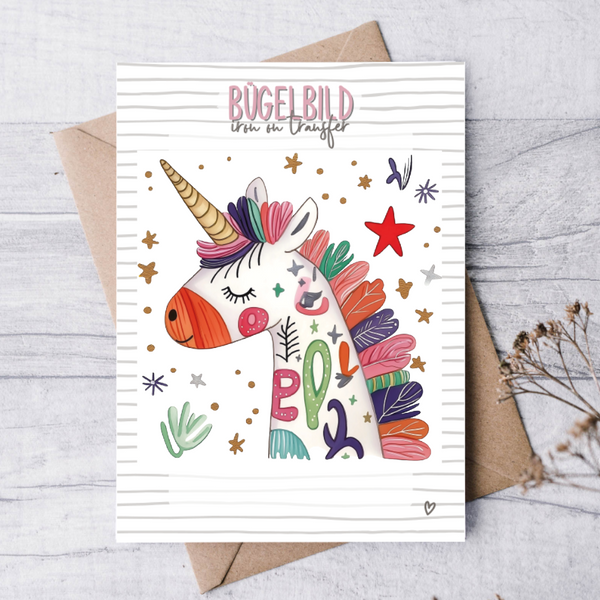 Bügelbild „funky unicorn“ –