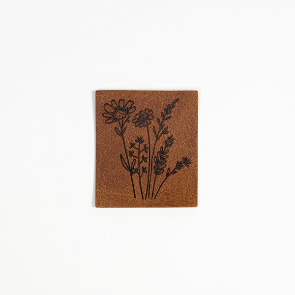 1 artificial leather label "wildflowers"