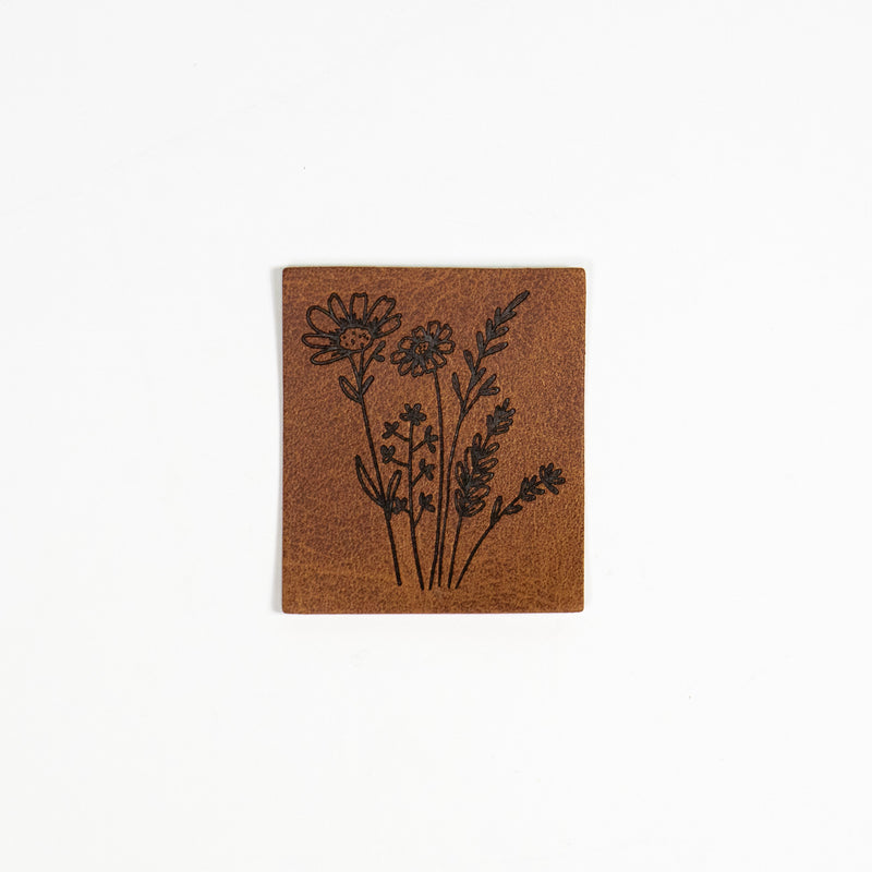 1 Kunstlederlabel "Wildblumen"