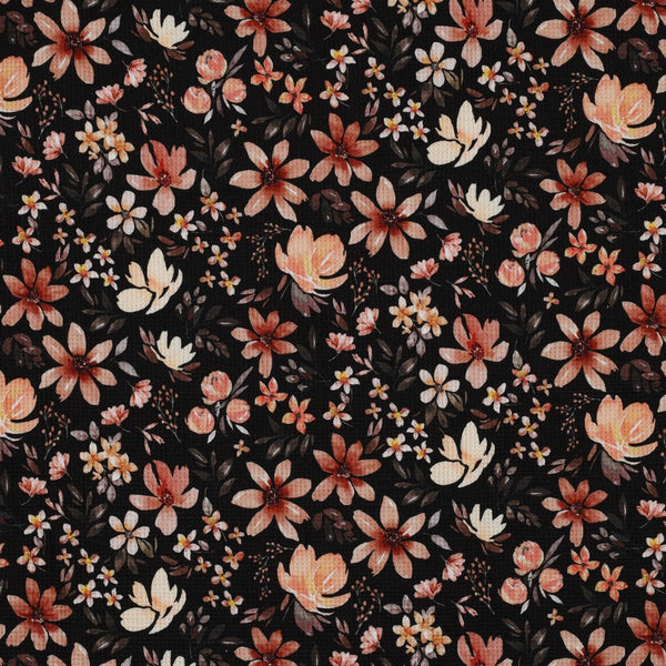 Waffeljersey Blumen digital Ba.binaa Patterns schwarz