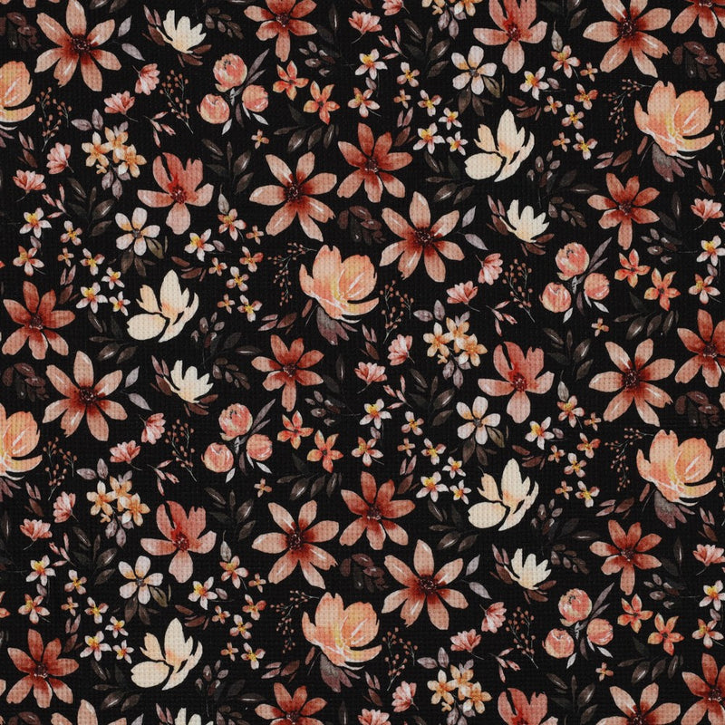 Waffeljersey Blumen digital Ba.binaa Patterns schwarz