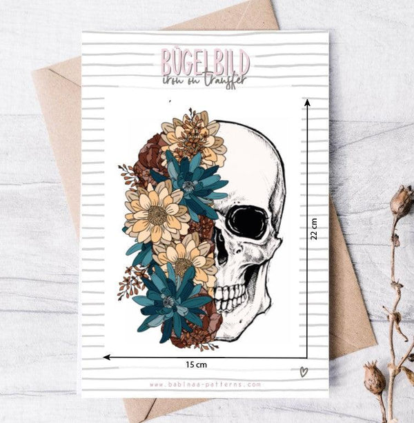 Bügelbild Floral Skull, Totenkopf, Blumen, Ba.binaa Patterns