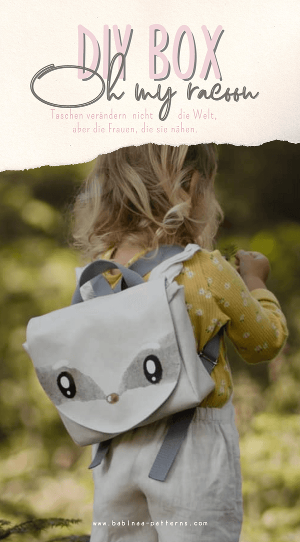 Ba.binaa Patterns DIY Box Happy Kids Bag Cut an Sew Waschbär